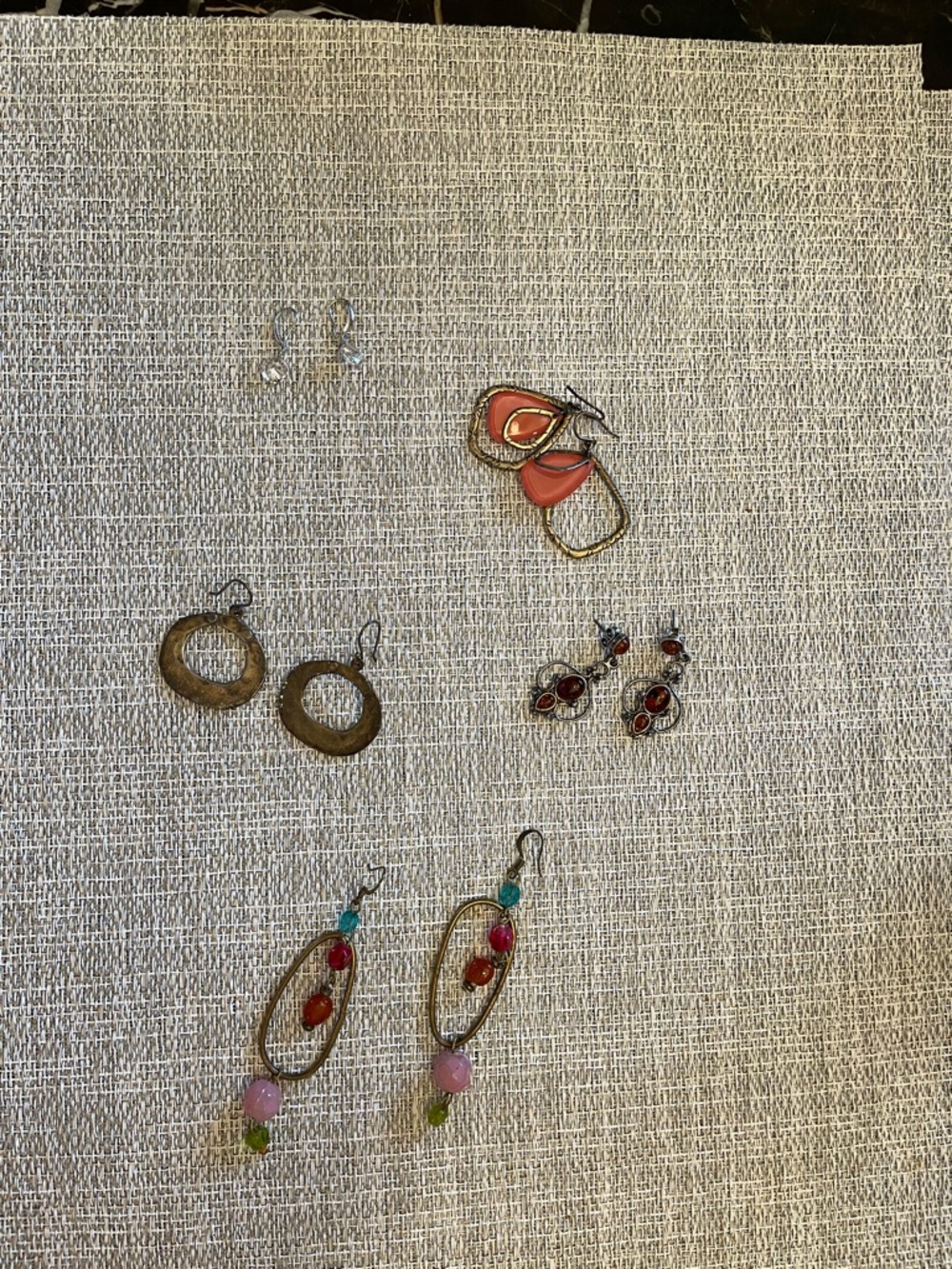 Colorful Beaded Drop Earrings - Pink & Coral Accents